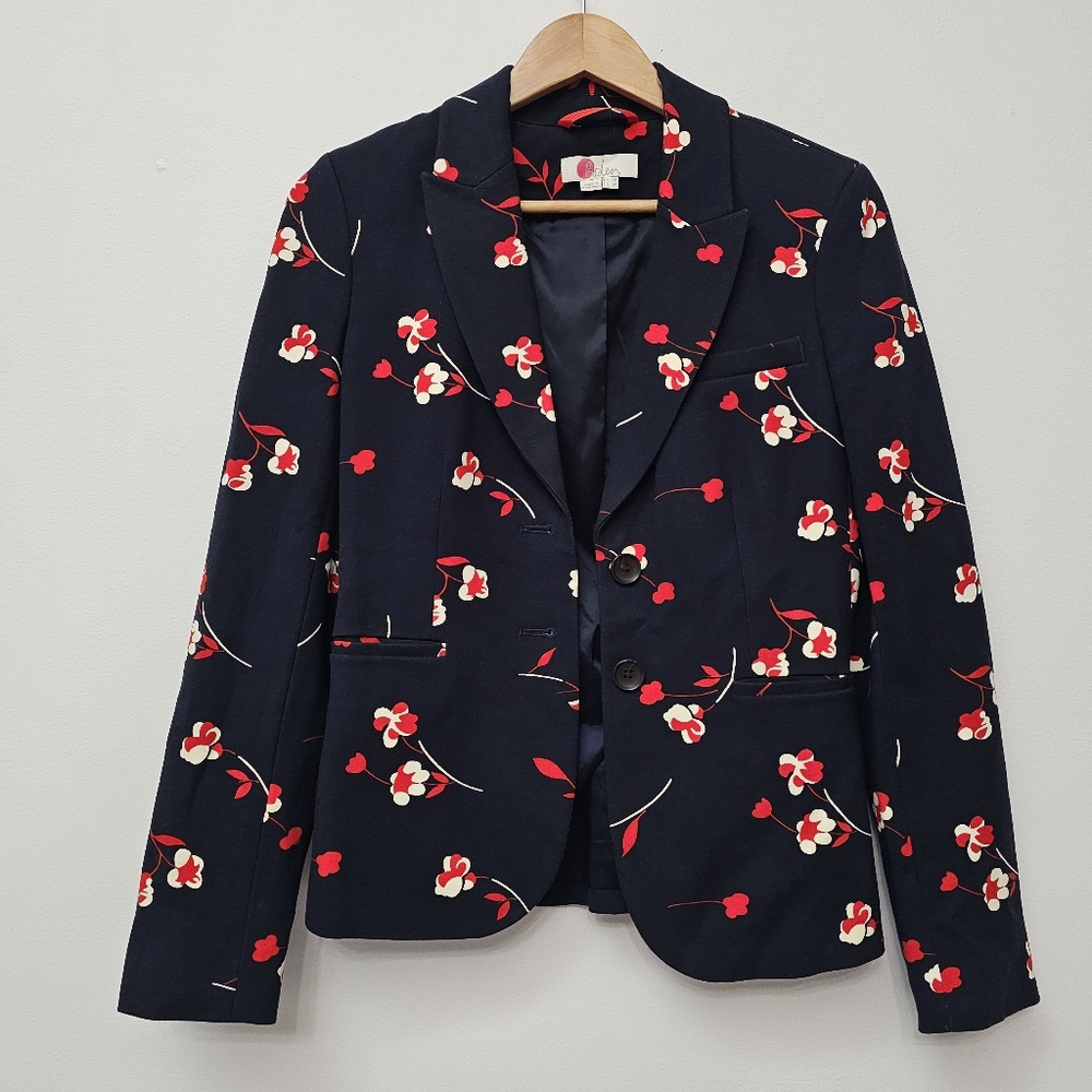 Boden Elizabeth Navy Bold Floral Ponte  Blazer Size US 4